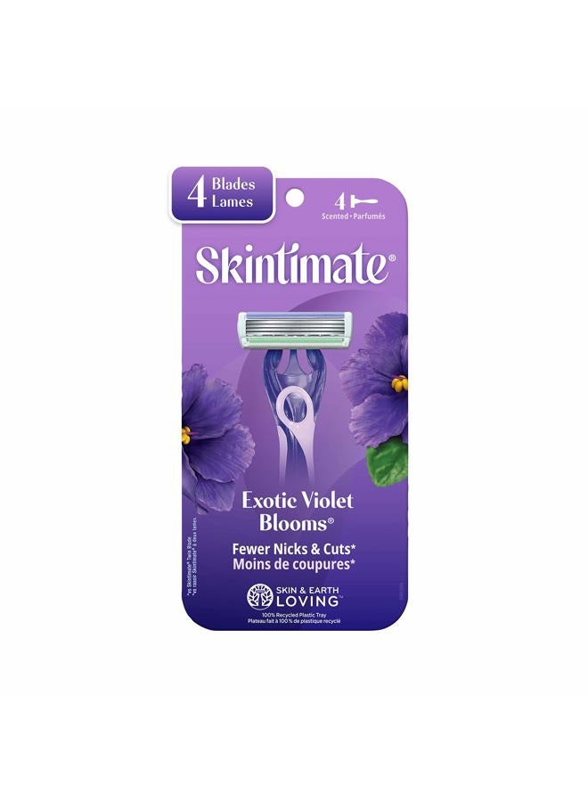 Skintimate Exotic Violet Blooms 4-Blade Disposable Razors - 4 ct - Image 1